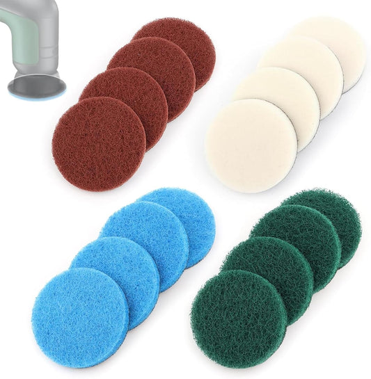 16PCS Cleaning Brush Attachments, Universal Brush Set, Scouring Pads Cleaning Kit for Bathroom and Kitchen,4 Kitchen Pads, 4 Foam Pads, 4 Microfibre Pads, 4 High Performance