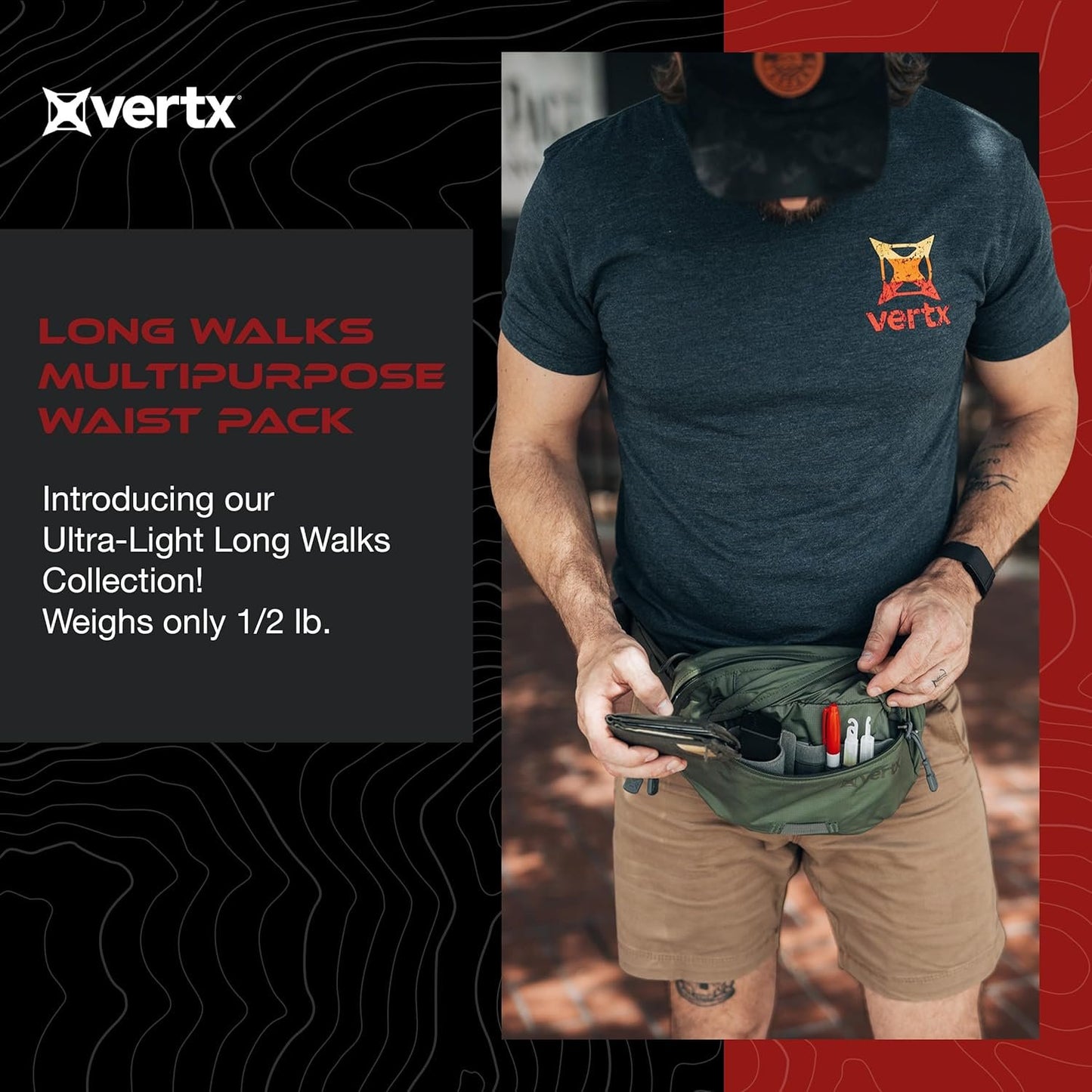 Vertx Mens Long Walks Mp 2l Tactical Waist Fanny Pack Concealed Carry Gear Bag for Travel, CCW, EDC Work Waist Pack