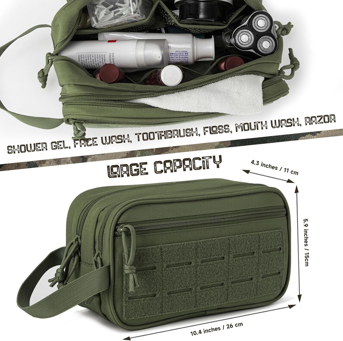 Tactical Toiletry Bag Hygiene Bag EDC Tool Molle Pouch Small Dopp Kit Shaving Travel Shower Pocket