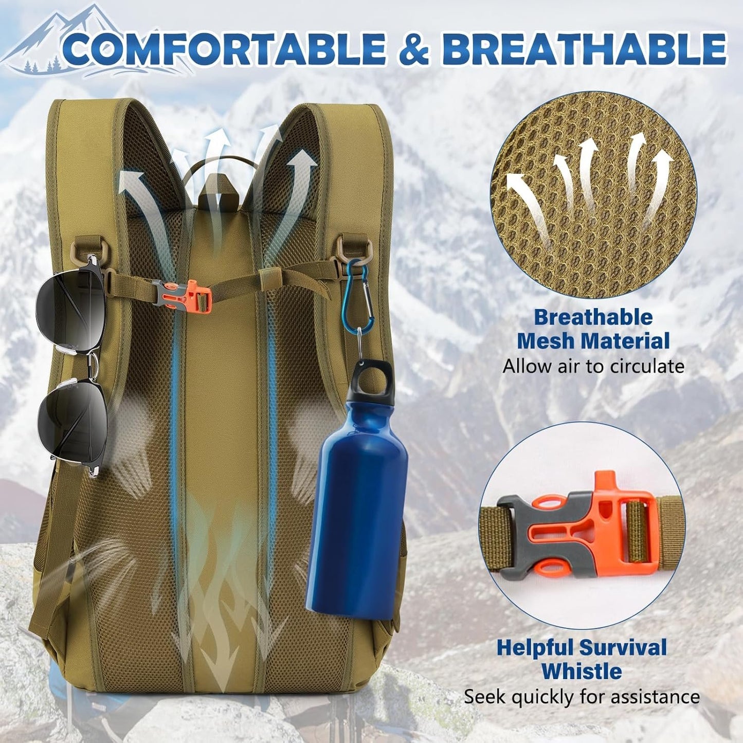 RAINSMORE Tactical Backpack 43L Hiking Camping Backpack Military Rucksack Large Army Molle Survival Backpack Outdoor Daypack