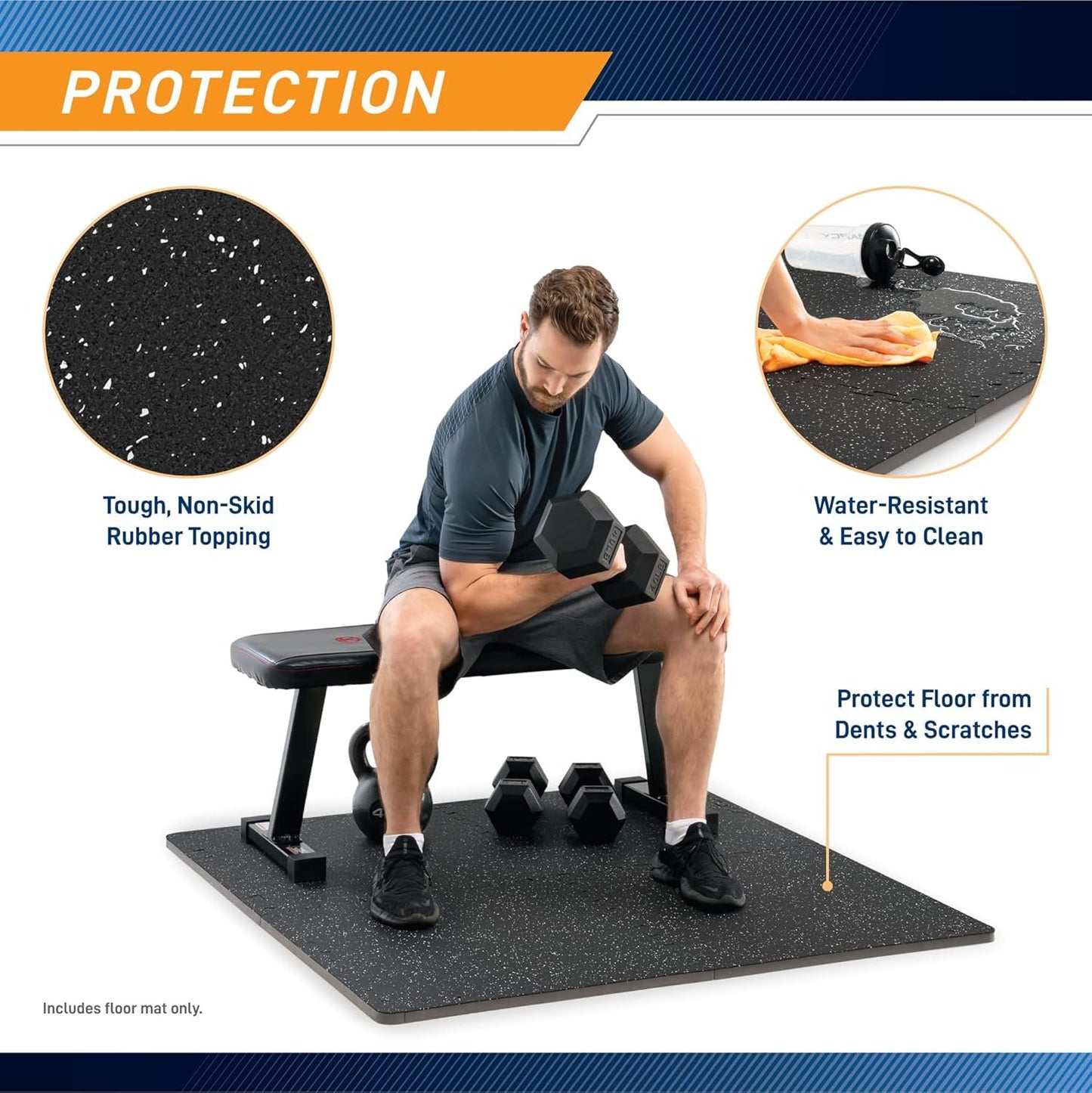 Marcy Interlocking Dual Density Rubber Top EVA Foam Home Gym Floor Mat for Exercise Equipment & Accessories MAT-40