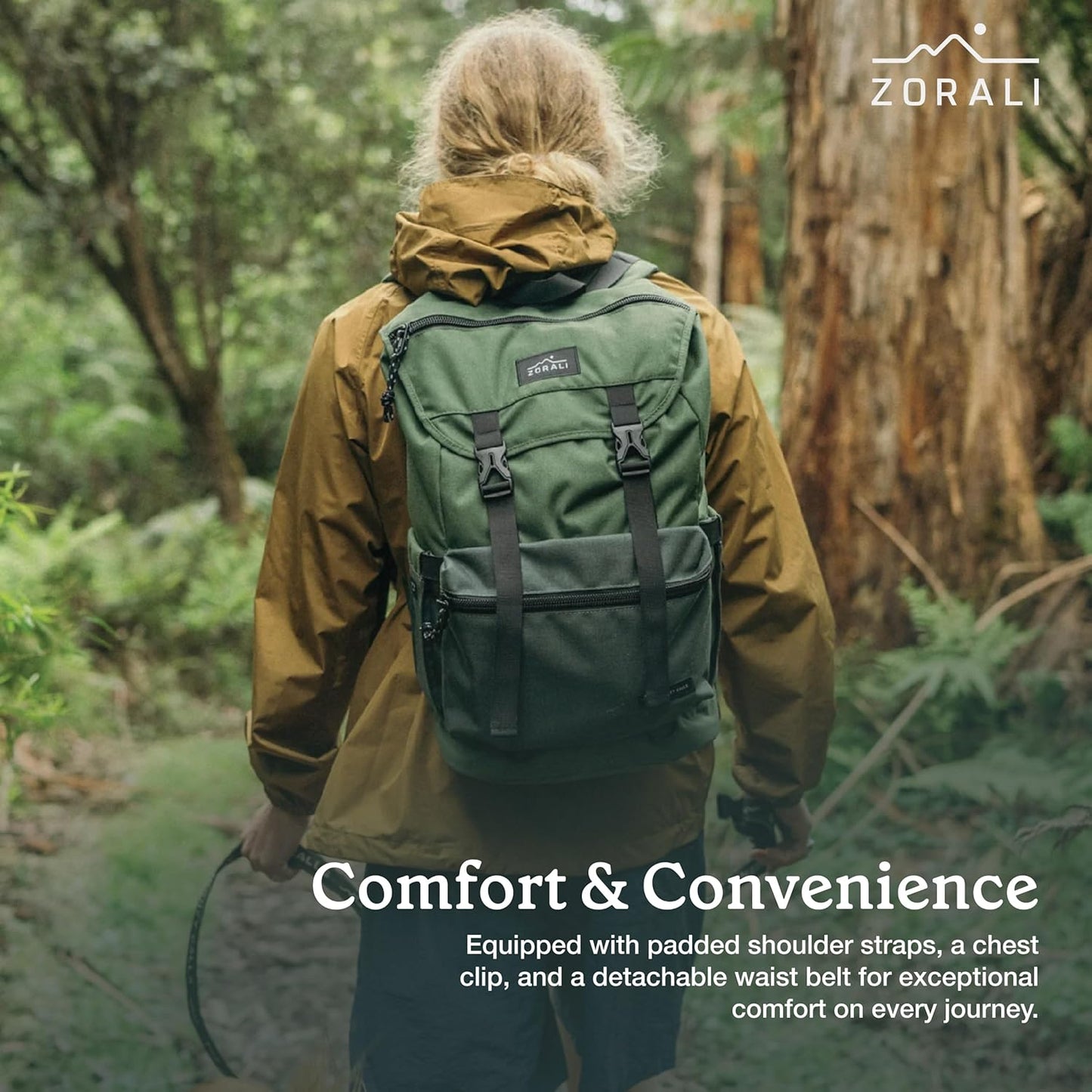 ZORALI Escapade Travel Backpack 30L – Durable Carry On Backpack for Men & Women, Sustainably Designed Hiking Backpack, Waterproof Outdoor Sports Rucksack & Casual Daypack – Travel Essentials