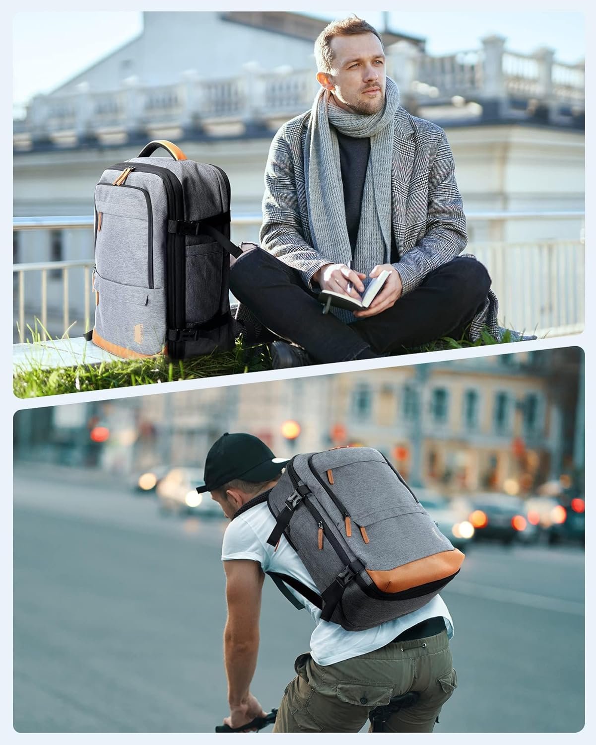 BAGSMART Compression Travel Backpack, 40L Expandable Airline Approved Carry On Backpack with Packing Cubes