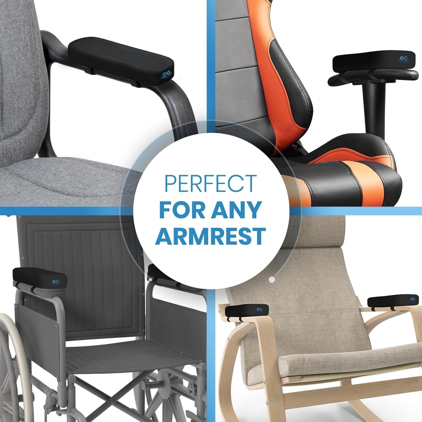 Everlasting Comfort Office Chair Arm Covers w/Cooling Gel Top Layer for Elbow, Forearm Support - Ergonomic, Premium Memory Foam Armrest Cover Pads, Arm Riser for Desk Chair, Gaming Chair, Car Seat