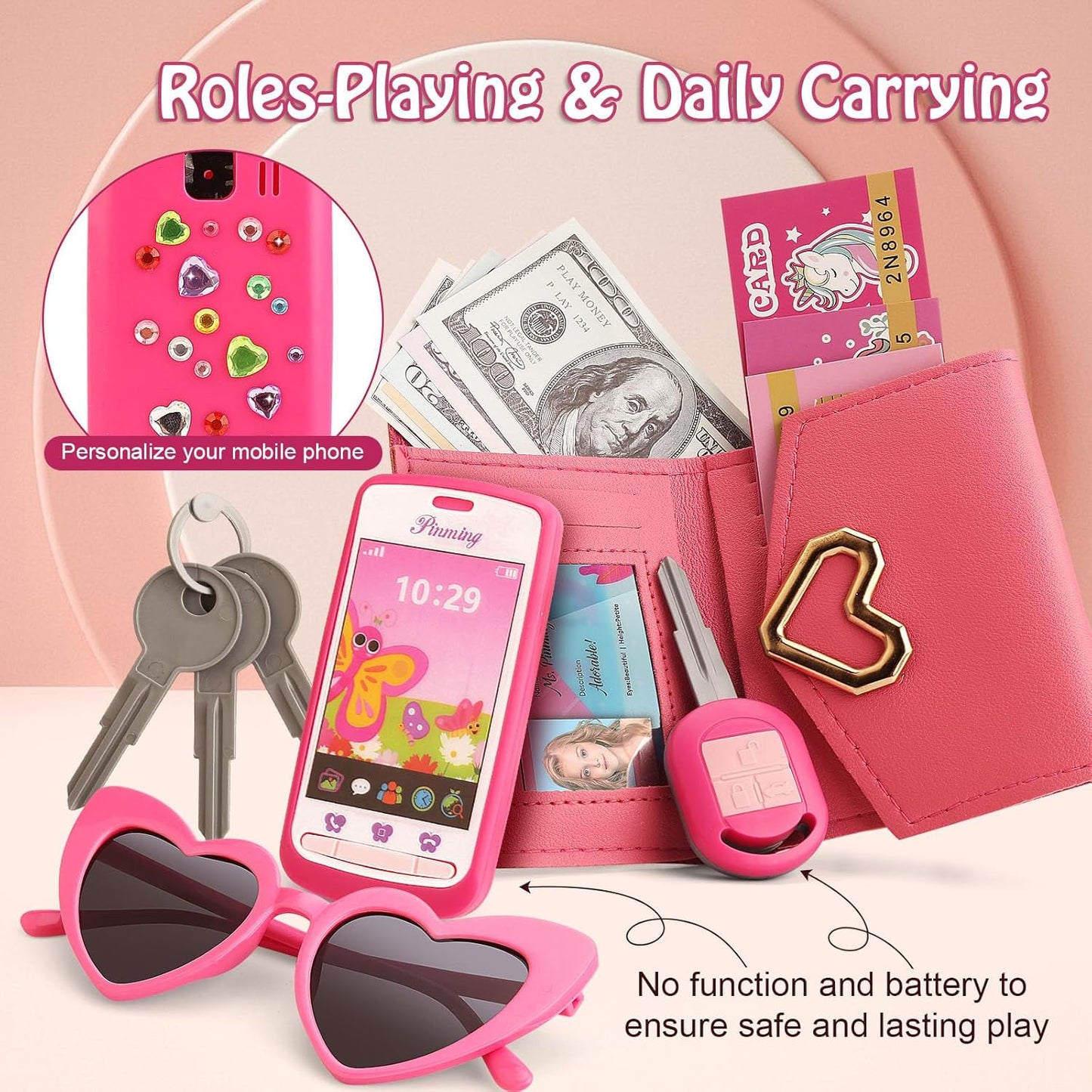 Toddler Purse for Little Girls 3-5 with Pretend Makeup Kit | Unicorn Kids Purse Accessories Play Fake Make up Set | Birthday Gifts for 4-6 Year Old Princess Toys