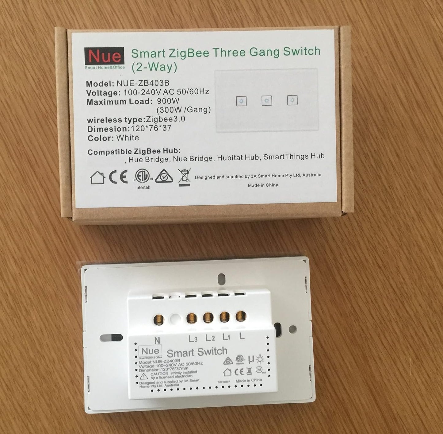 ZigBee Smart 3 Gang 2 Way Light Switch for Home Automation and Voice Control