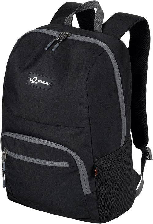 WATERFLY Casual Daypack Lightweight Backpack: 25L Padded Outdoor Day Trip Backpack for Man Woman, Black, Travel Backpacks