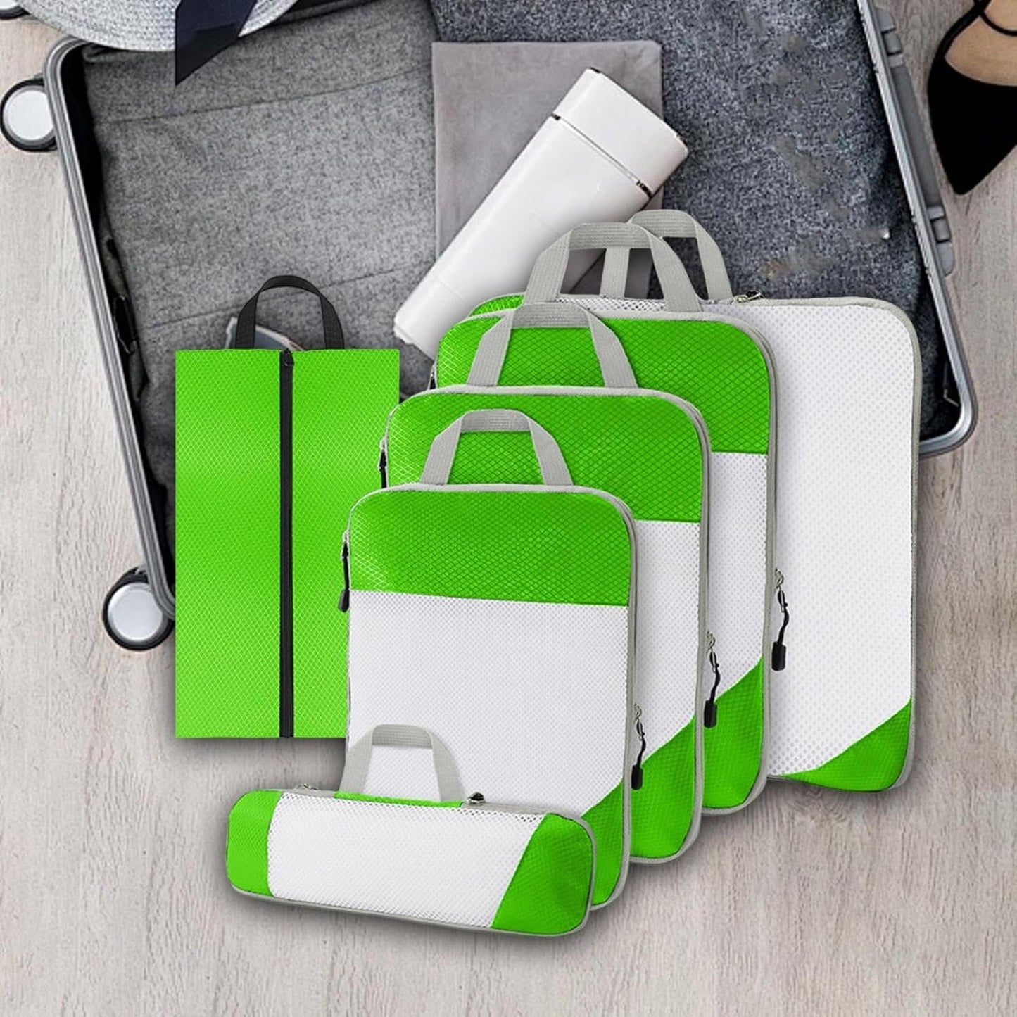 Gralara Ultimate Travel Packing Cubes Set for Seamless Organization, Green