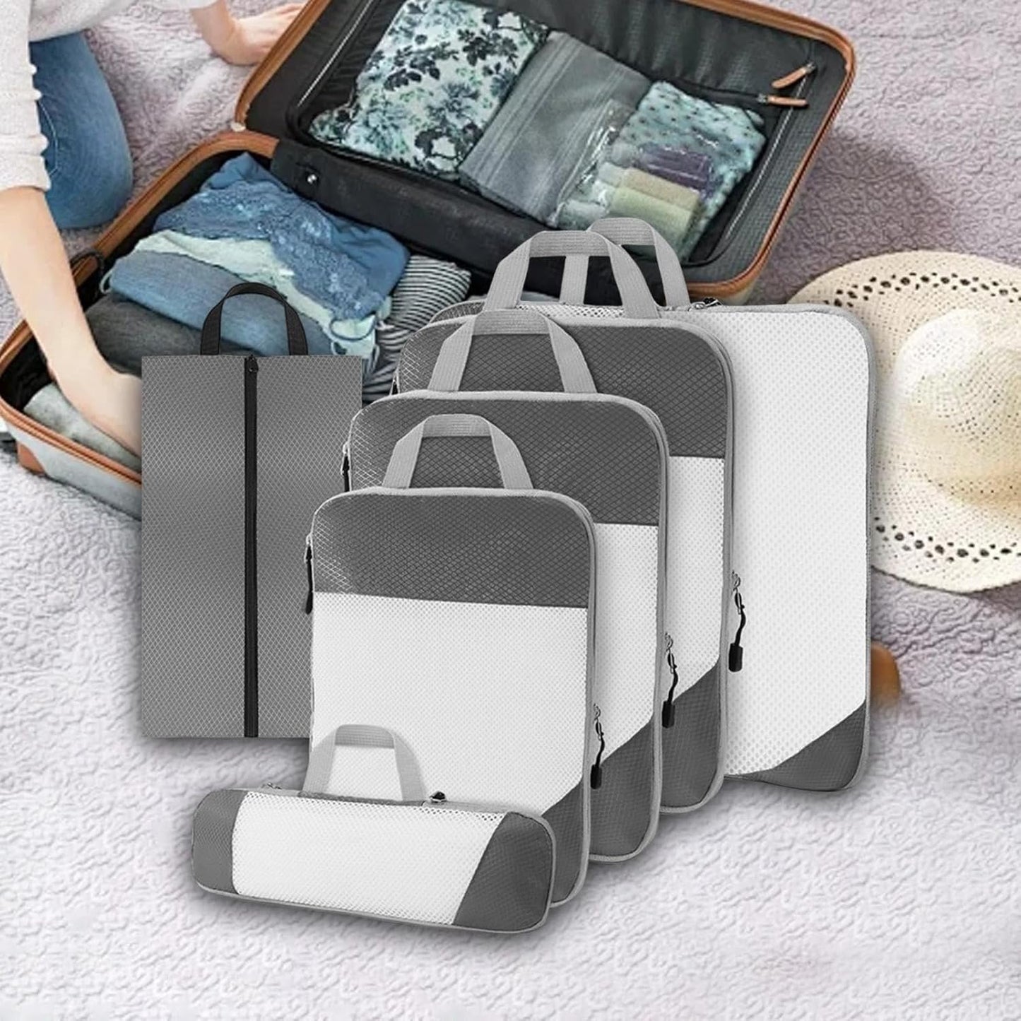 Gralara Ultimate Travel Packing Cubes Set for Seamless Organization, Gray
