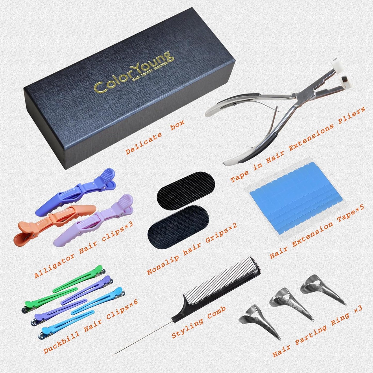 Flat Surface Sealing Hair Extension Plier Tools Kit Tape in Pliers For Tape in Hair Extension (Silver Mirror Polish)