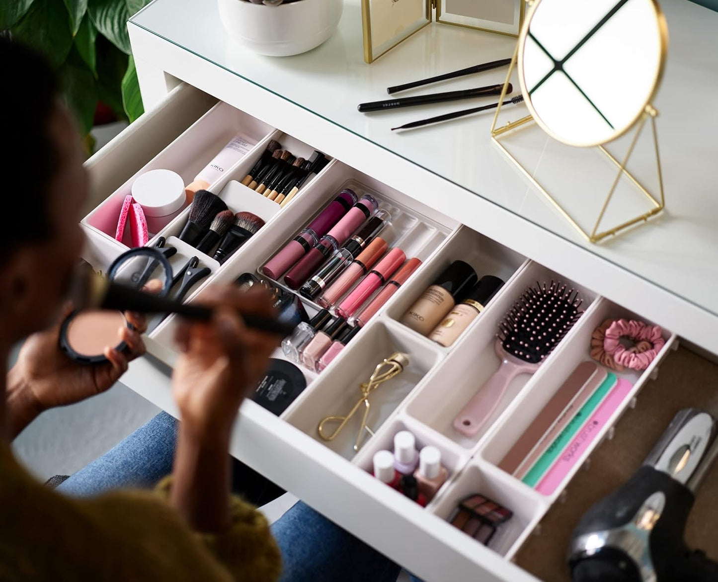 Joseph Joseph Viva 12 Pcs Modular Drawer Organizer Set for Makeup Organisation, Makeup Dividers, Beauty Supplies, Cosmetics and Hair Accessories