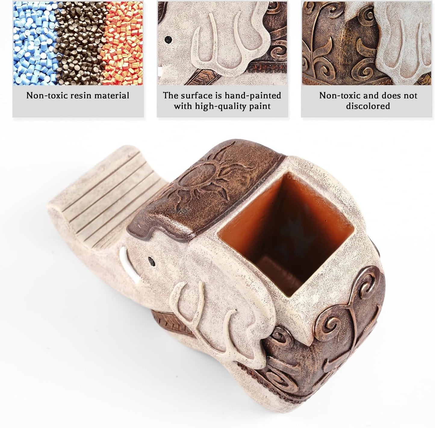 Mokani Elephant Pen Pencil Holder with Cell Phone Stand, Multifunctional Desk Organizer Desk Decor Elephant Gifts for Women Cute Desk Accessories Home Office Decoration Thanksgiving Christmas Gift