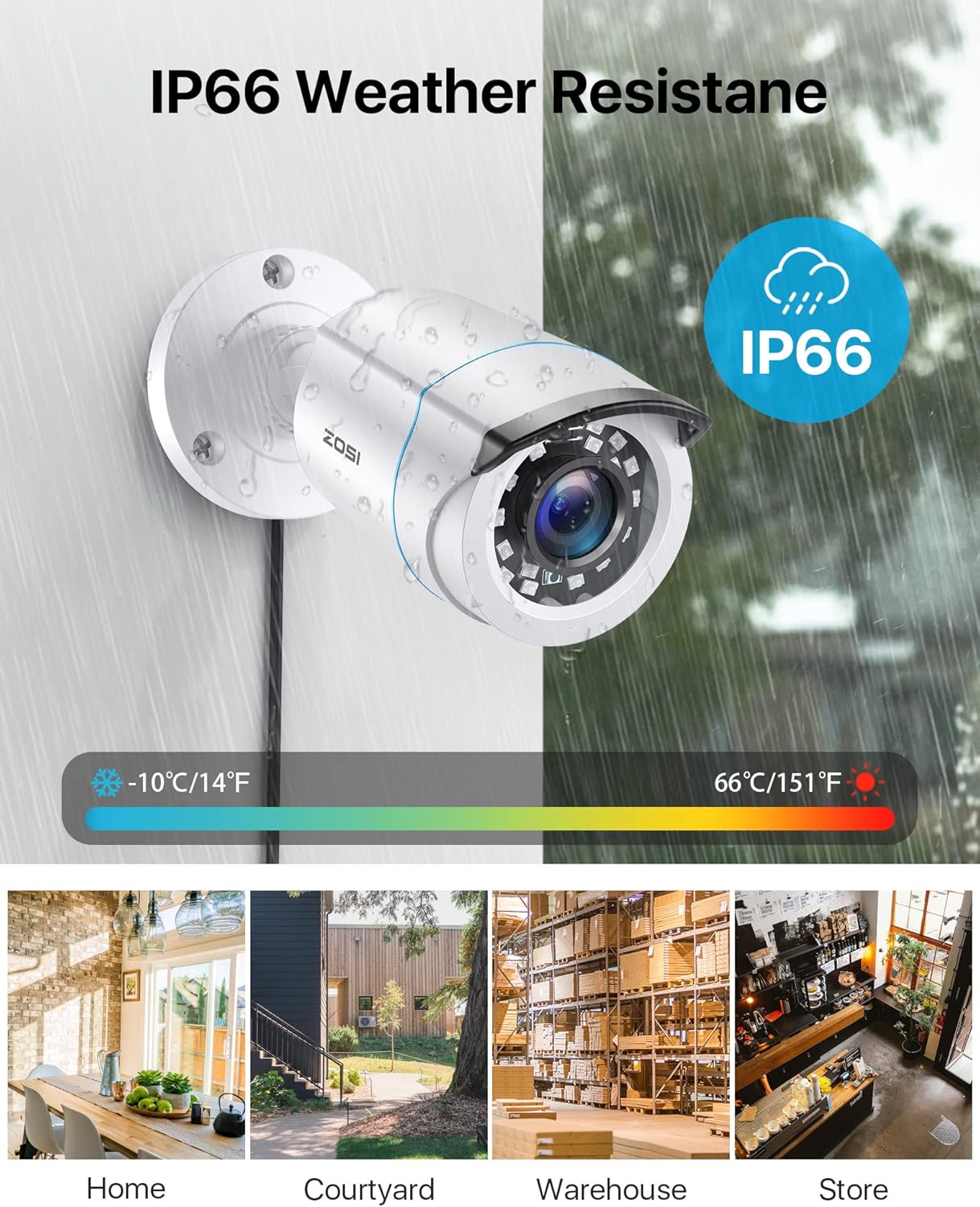 ZOSI 1080P Video Surveillance Kit, 8CH H.265+ DVR with 4X Outdoor Surveillance Cameras, 24 IR LEDs Night Vision, Motion Detection, Email Alert, IP66 Waterproof, No HDD, White