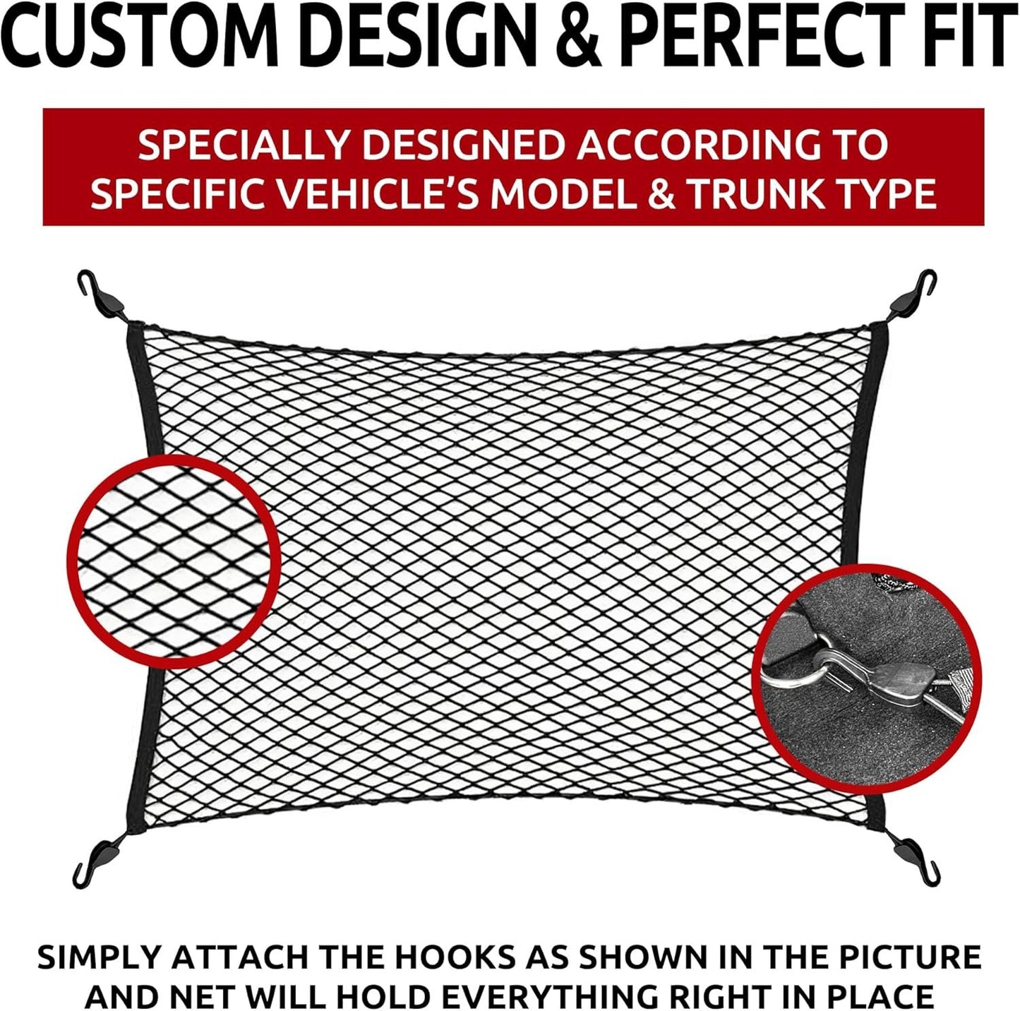 Floor Style Automotive Elastic Trunk Mesh Cargo Net for Mercedes-Benz GLE W167 2020-2024 - Premium Trunk Organizers and Storage - Luggage Net for SUV - Best Car Organizer