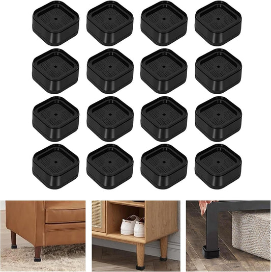 16 Pack Furniture Risers,Washing Machine Raised Feet,Washing Machine Foot Mat,Household Anti-Vibration Anti-Slip Mat,Square Stackable Bed Risers Lift Height 1, 2 or 3 Inch