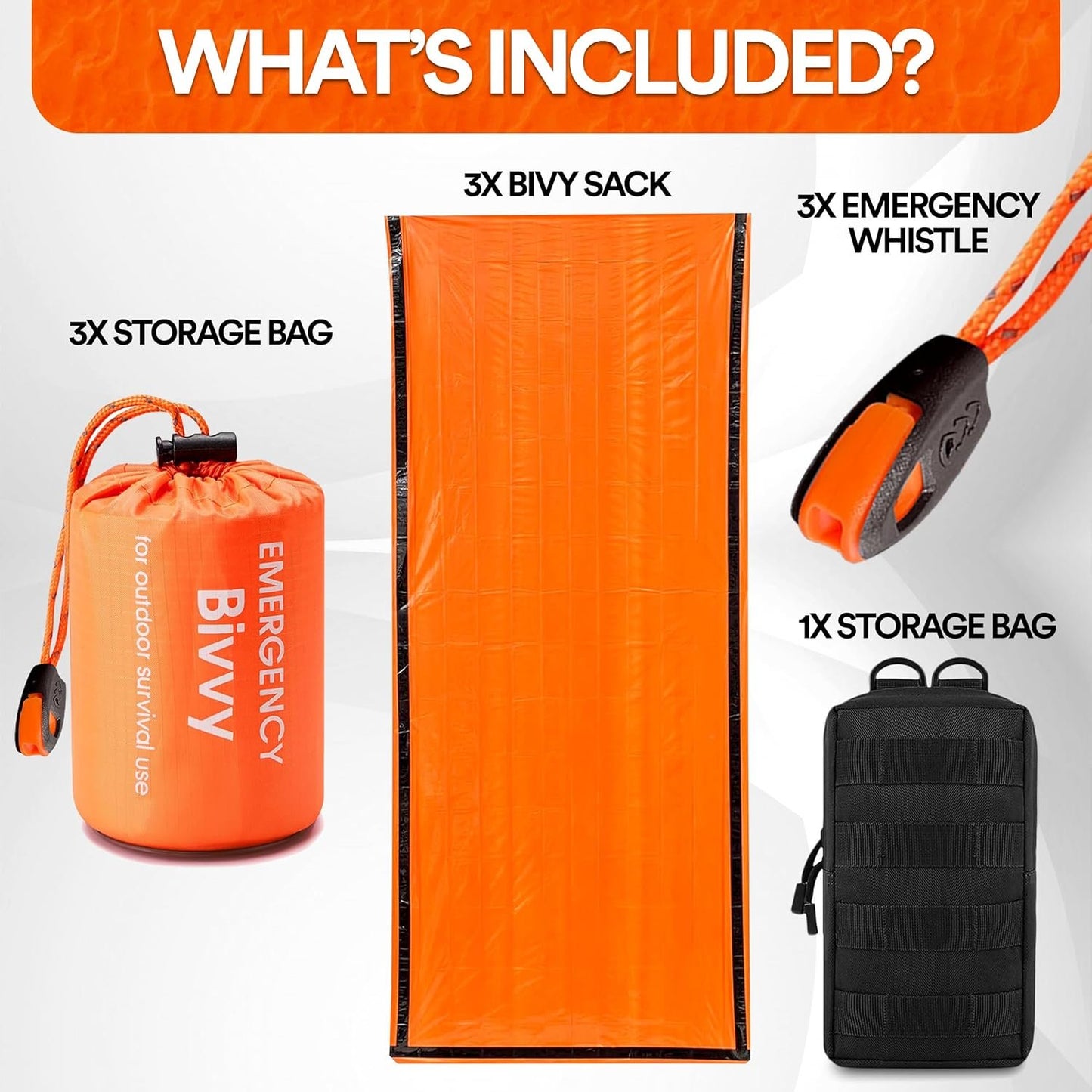 GearHill Emergency Sleeping Bags Survival Bag with Whistle Bivy Sack Portable Emergency Blanket Thermal Sleeping Bag