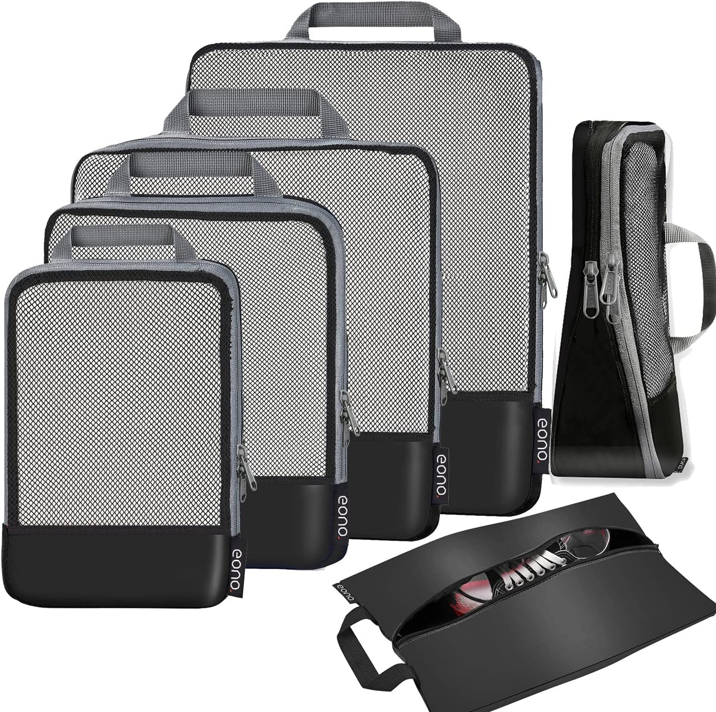 Eono Compression Travel Organizers, Suitcase Organizer Set, Travel Cubes, Packing Cubes, Compression Packing Cube