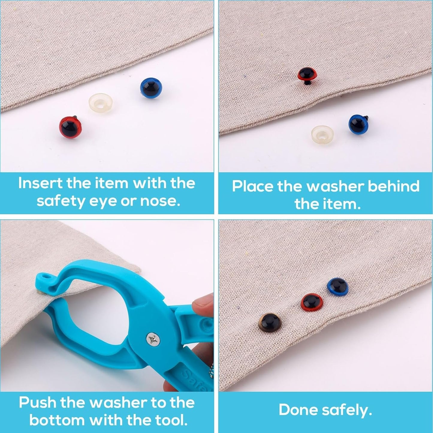Safety Eye Tool Auxiliary Tool, Plastic Safety Eye Pliers for Attaching Safety Eyes Safety Eye Snapper Tool Crochet Doll Safety Eye Tool for Amigurumi 5-30mm Animal Plush Toy Eyes Making