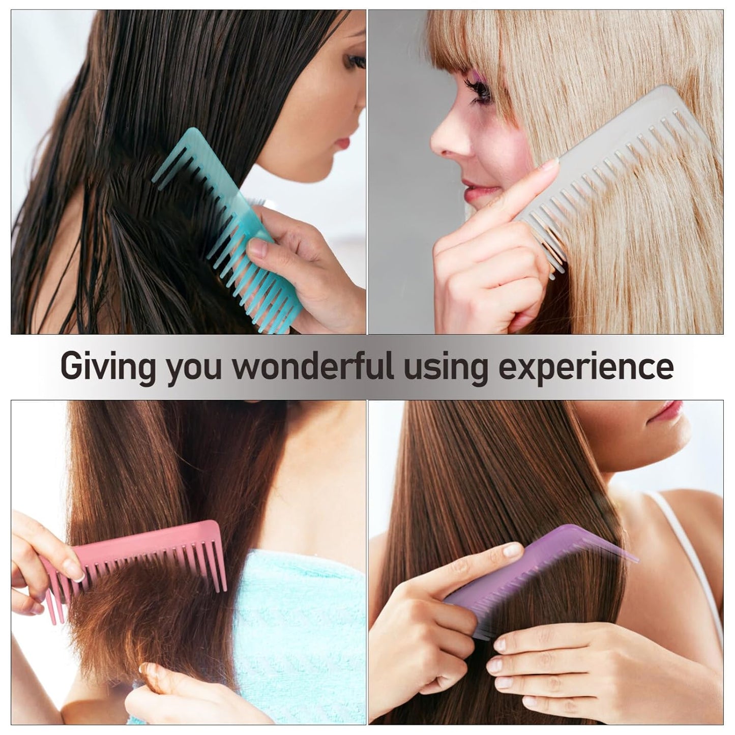 5pcs Wide Tooth Comb for Curly and Wet Hair Combs in Lavender Transparent Blue Pink Rose Red Versatile Hair Care Tool