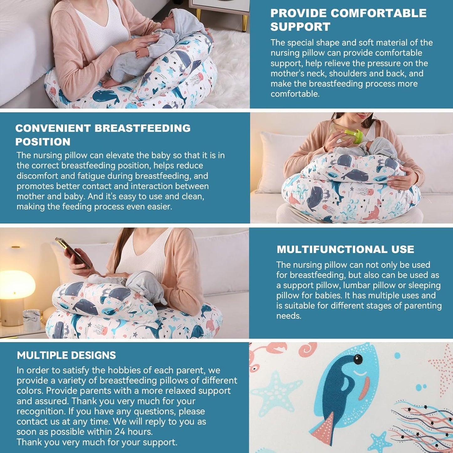 Pregnancy Pillow,Multifunctional Nursing Pillow Washable Breastfeeding Pillows (Type E-Upgrade)