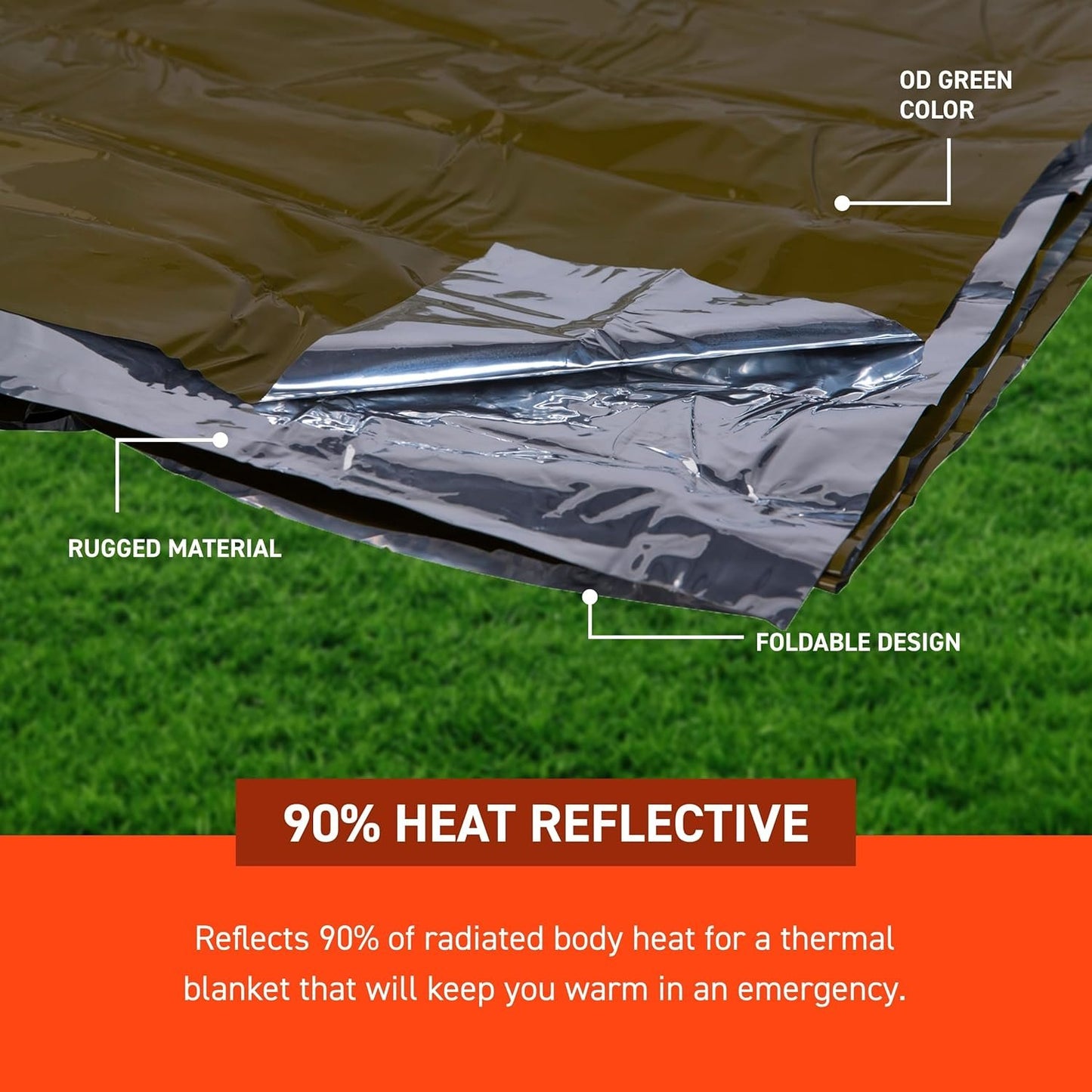 S.O.L. Survive Outdoors Longer 90 Percent Heat Reflective Heavy Duty Emergency Blanket