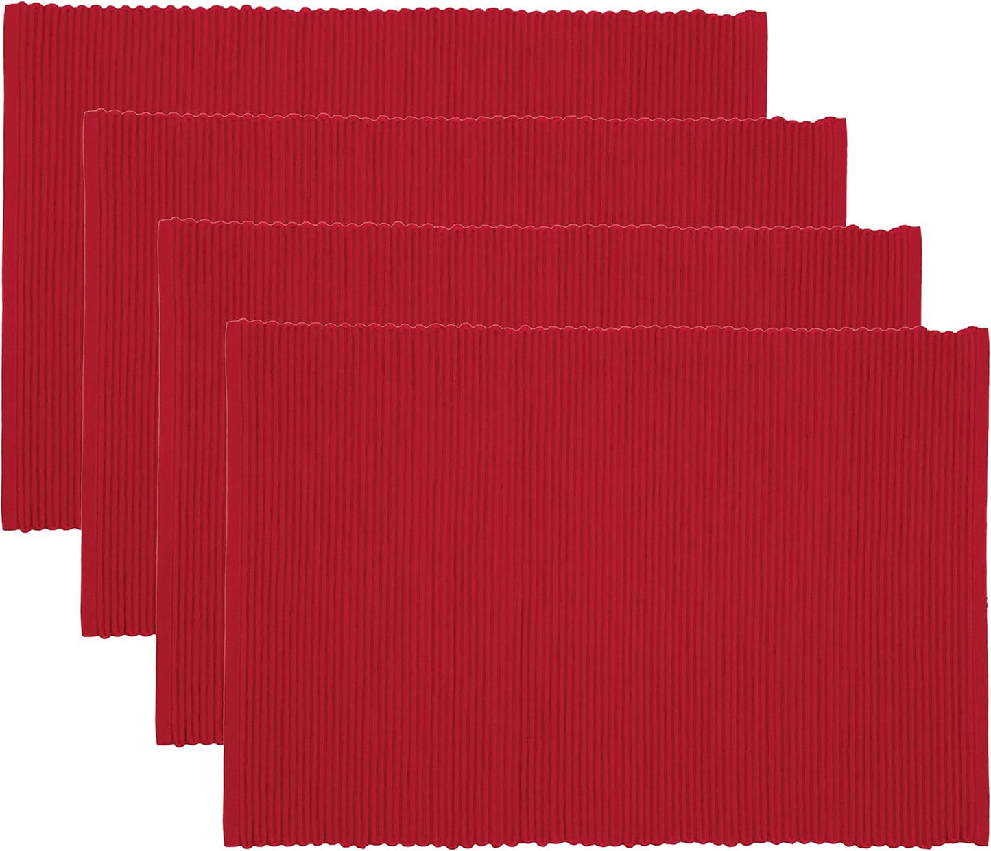 Now Designs Spectrum Placemats Ribbed Cotton, Chili Red, 19x13 inches, Set of 4, (901495aa)