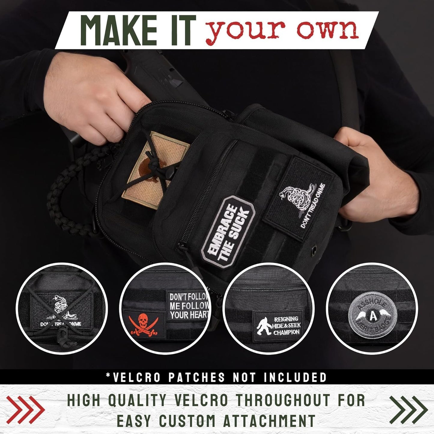 Sling Bag for Men - Lightweight & Compact EDC Gear Bag for Travel, Range, Hiking, Outdoor Sports - Weatherproof and Durable Nylon Crossbody Range Bag Day Pack - Black CCW Sling Bag, Black, Regular