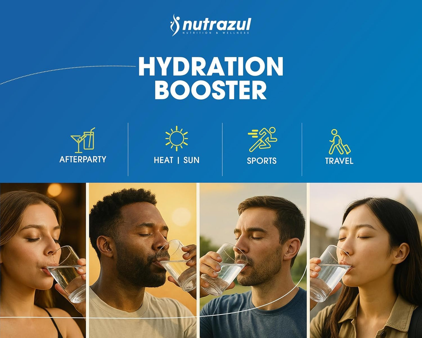 Nutrazul Hydration Booster | Supports Rapid Hydration | Electrolyte Enriched Mix | No Artificial Sweeteners | Acai Berry Flavour| Vegan, Gluten-Free, Non-GMO | 90 Sticks