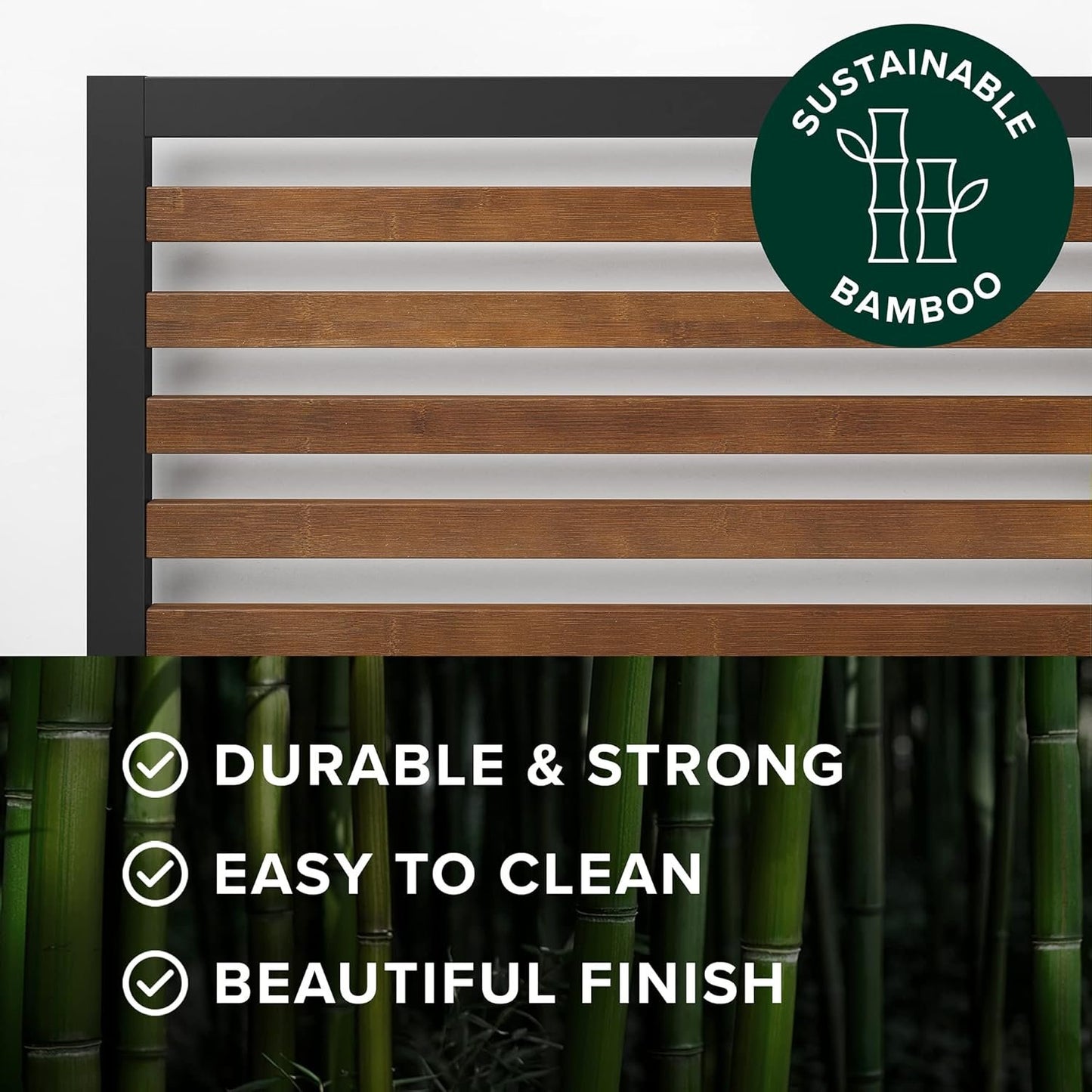 Zinus Kai Bamboo and Metal Platform Bed Frame with Headboard/No Box Spring Needed/Easy Assembly, Twin