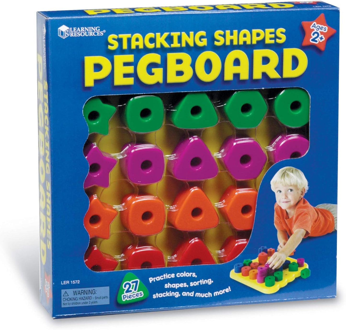 Learning Resources LER1572 Stacking Shapes Pegboard, Fine Motor Toy, 35 Piece Set, Ages 2+, LER1572