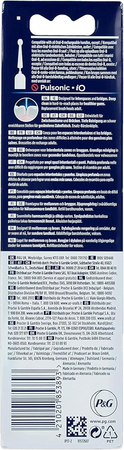 Oral-B Braun Interspace Toothbrush Replacement Brush (Pack of 2) - Blue, White, 2012
