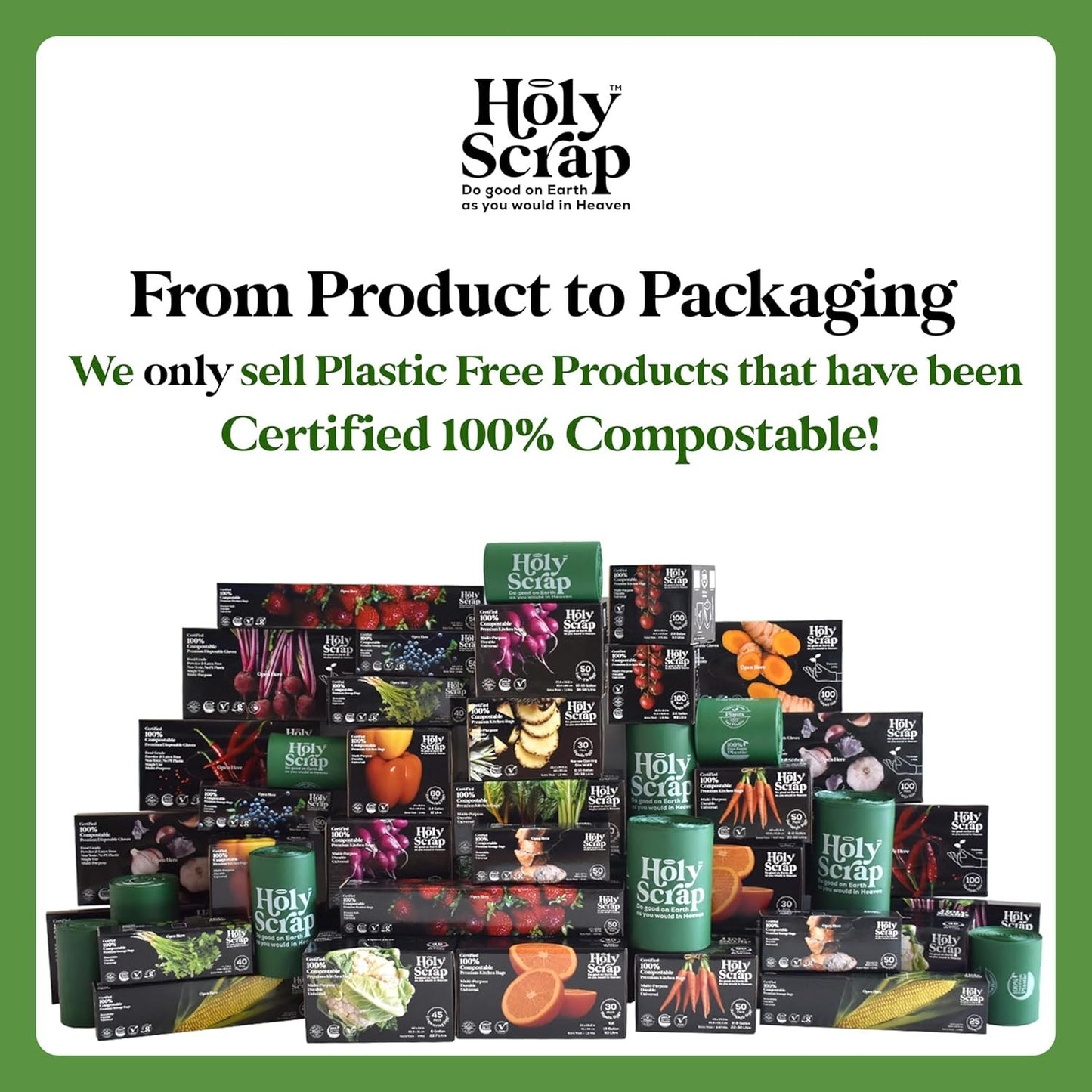 Holy Scrap! Compostable Trash Bags Small - Pack of 200 - Kitchen Compost Bags 2.6 Gallon Trash Bags - Compost Biodegradable Bags 1-3 Gallon Countertop Garbage Bin - Bathroom Bio Mini Trash Can Liners