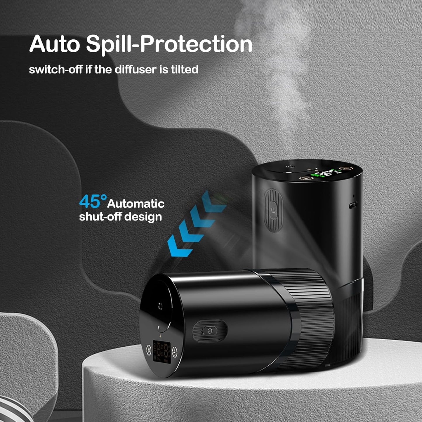 Waterless Diffuser for Essential Oil-Aroma Scent Diffusers for Home Car Mini Aromatherapy Nebulizer Battery Operated Small Air Diffuser Machine 4 Mist Level 1/2/3/4/6H Timers Auto-off for Hotel 5-20ML
