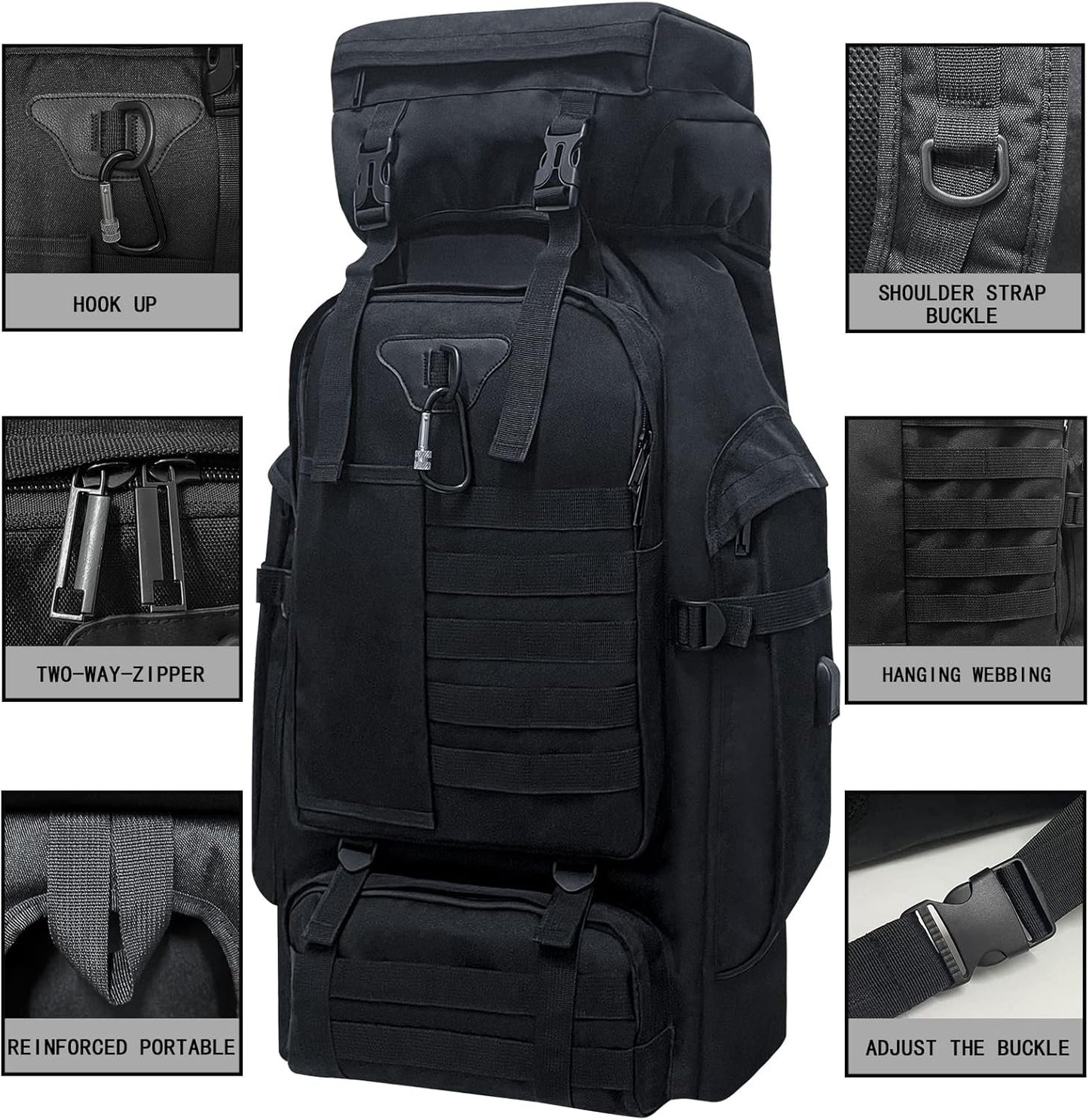 Wesoke 80L 100 liter Hiking Camping Backpack Travel MOLLE Rucksack, Military Tactical Daypacks, Large Outdoor Backpack