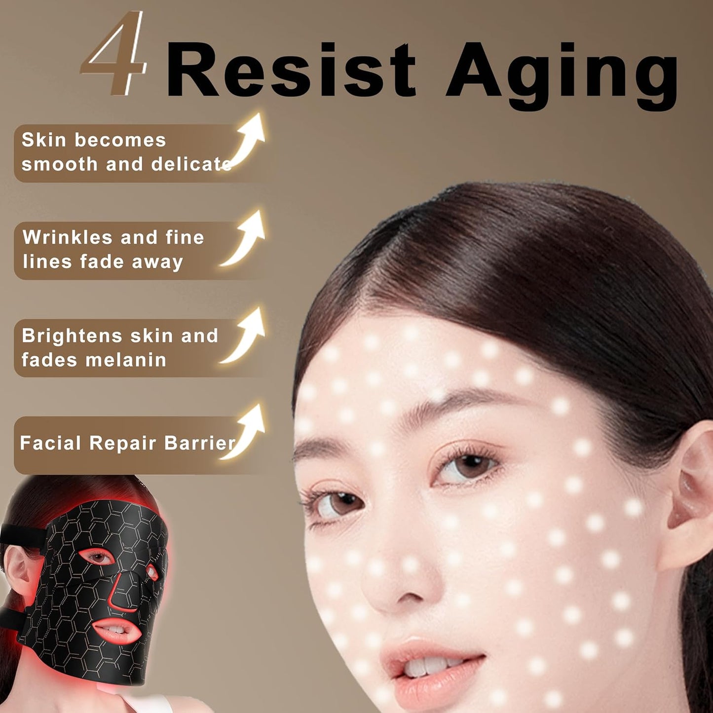Red Light Therapy Mask for at Home Face Masks Skincare, Portable Skin Tightening Beauty Toning Device, 7 Colours LED Mask Mode Adjustment - Rejuvenation, Face Toning Firming for Women (Black