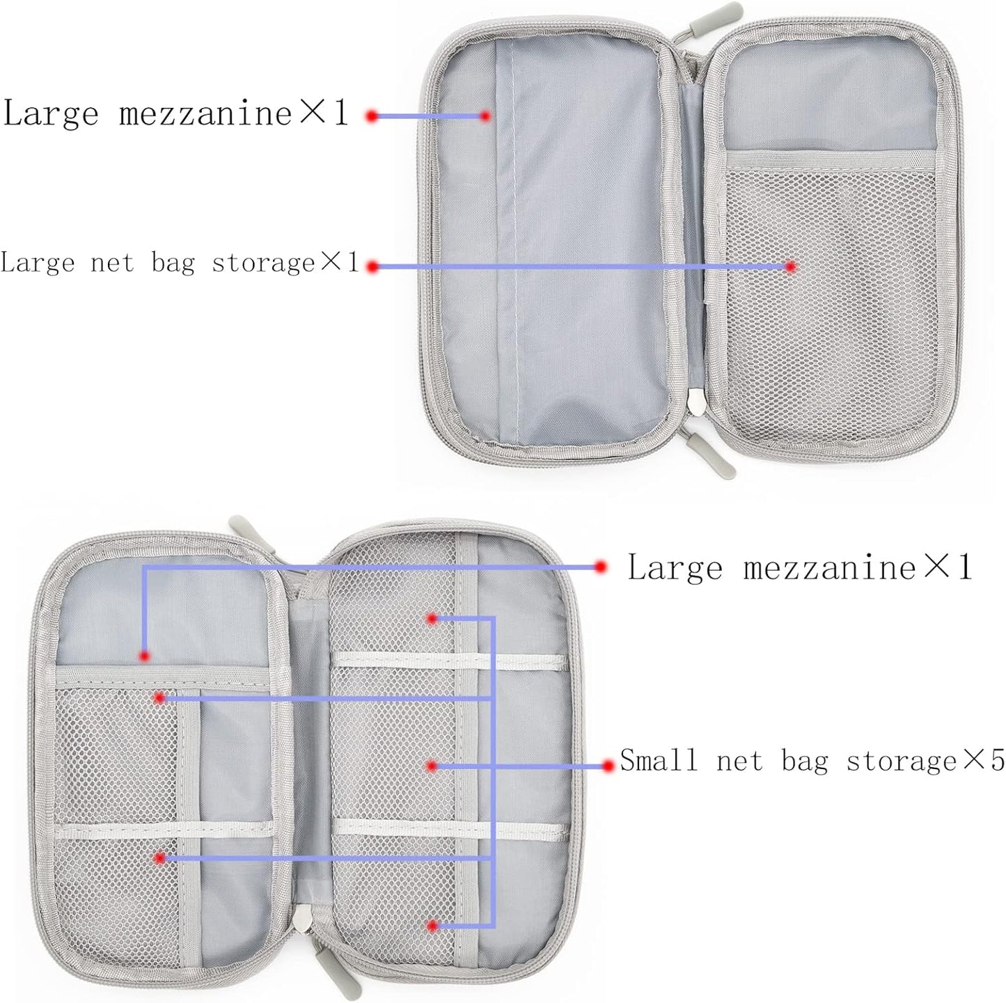 Ruyosn Small Waterproof Electronics Cable Bag Double Layer Travel Bag Organizer Bag Electronics Travel Bag Organizer Cables Accessories Electronics Black