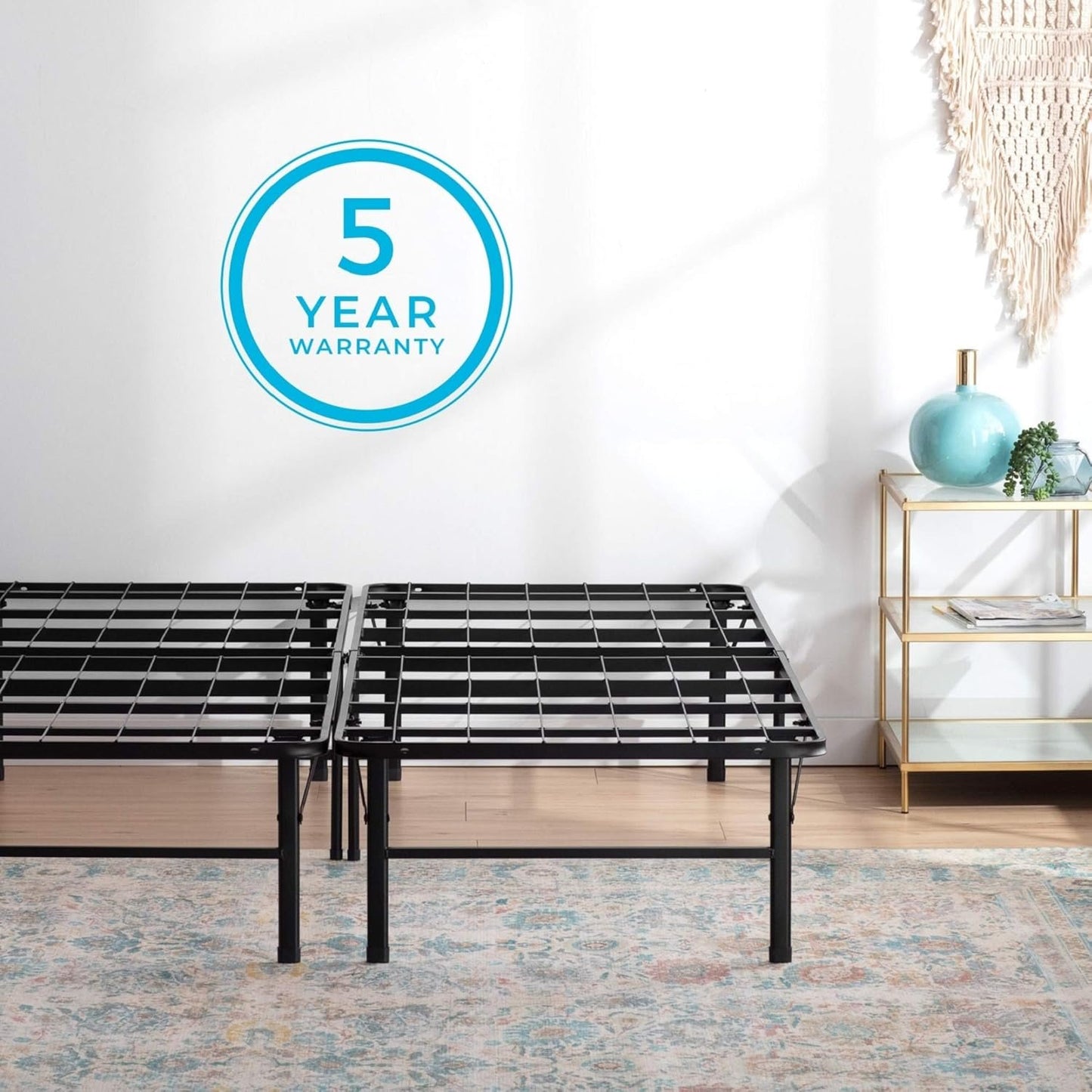 LINENSPA 14 Inch Folding Metal Platform Bed Frame - 13 Inches of Clearance - Tons of Under Bed Storage - Heavy Duty Construction - 5 Minute Assembly - Twin XL