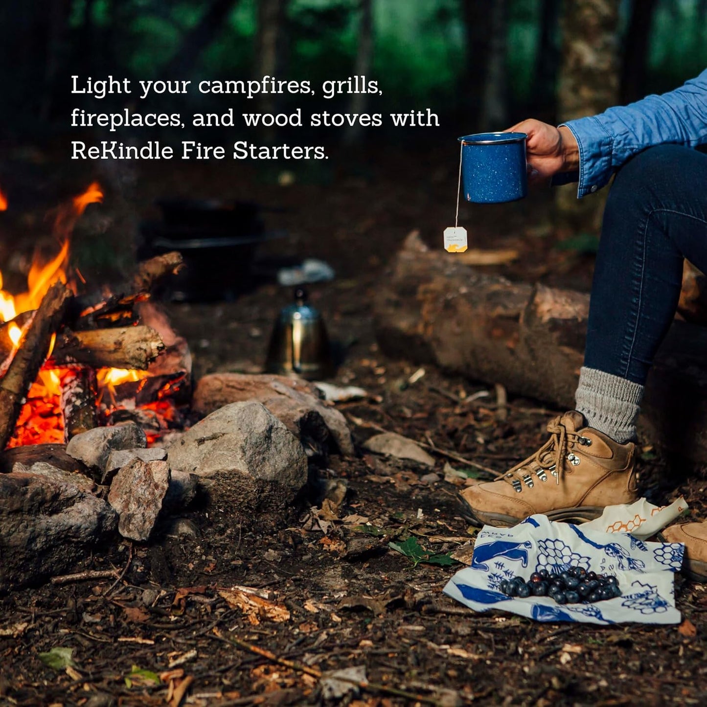 Bee's Wrap ReKindle Natural Fire Starters - Made in USA Fire Starter from Organic Beeswax Wraps for Food - Safe for Indoor/Outdoor Use, Camping Supplies - Natural Firestarter Starts 25 Fires