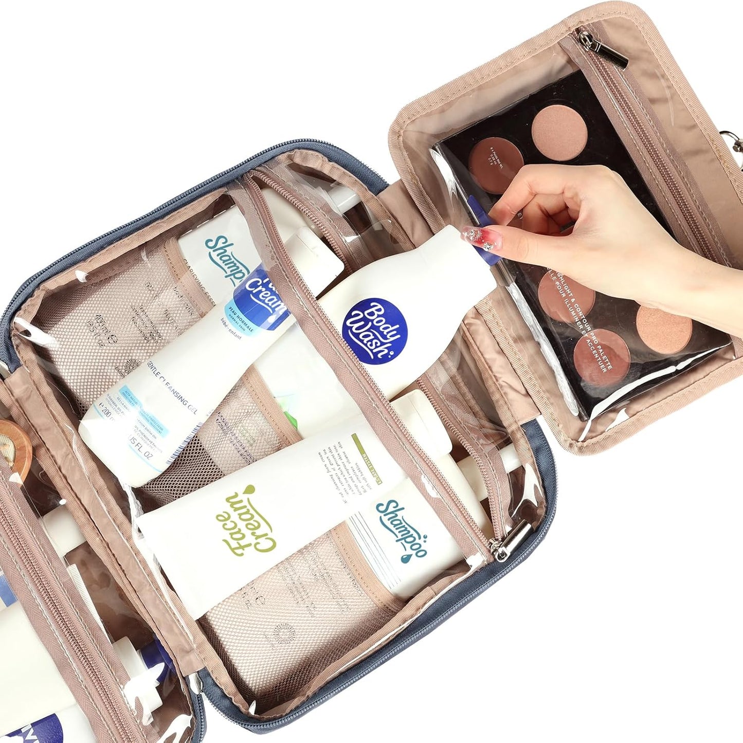 NISHEL Large Size Toiletry Bag for Women, Travel Essentials Organizer, Hanging Makeup Case for Accessories, Cosmetics, Toiletries