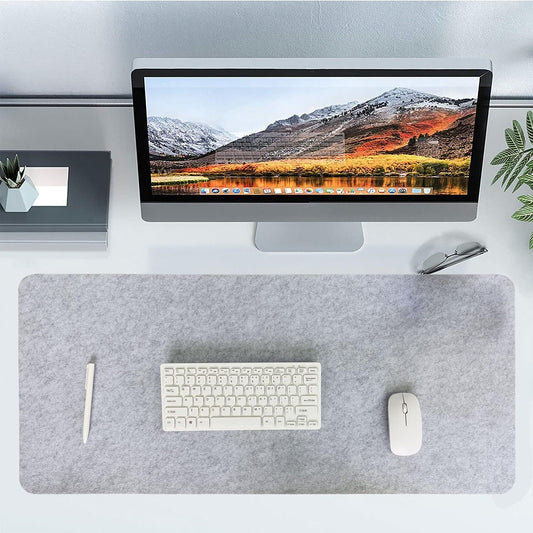 DAWNTREES Felt Wool Desk Mat Pad,Grey Large Mouse Mat Pad,100x40cm Extra Large Keyboard Mat,Desk Accessories & Storage Products,Desk Organiser.
