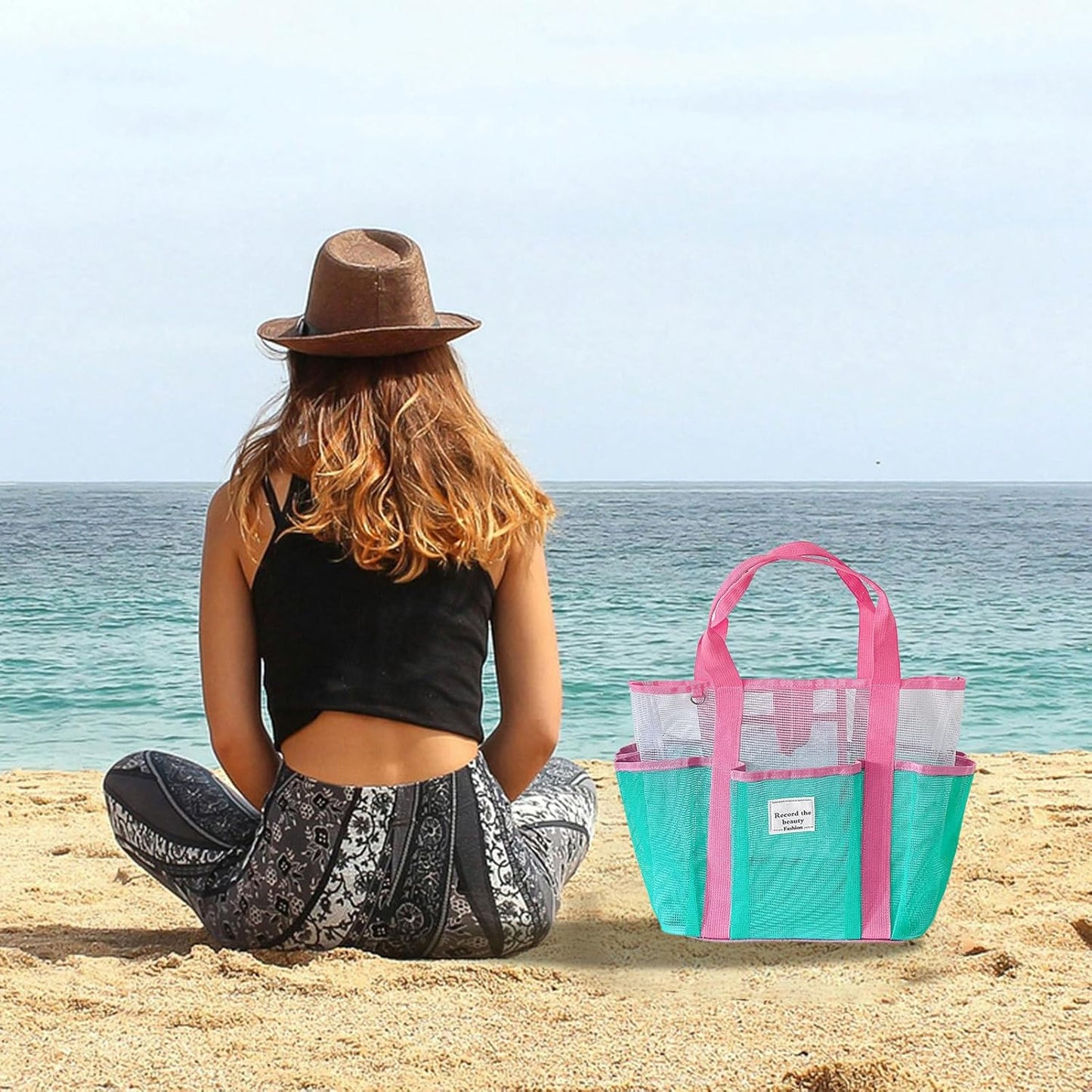 Generico Beach Bag Tote, Large Mesh Bags, Reusable Luggage, Ideal for Travel, Outdoor, Cruise, Picnic, Camping, Hiking, Lake, Family Resort, Gym, Boat, Sports 11.22 x 7.2 x 19.09 Inch
