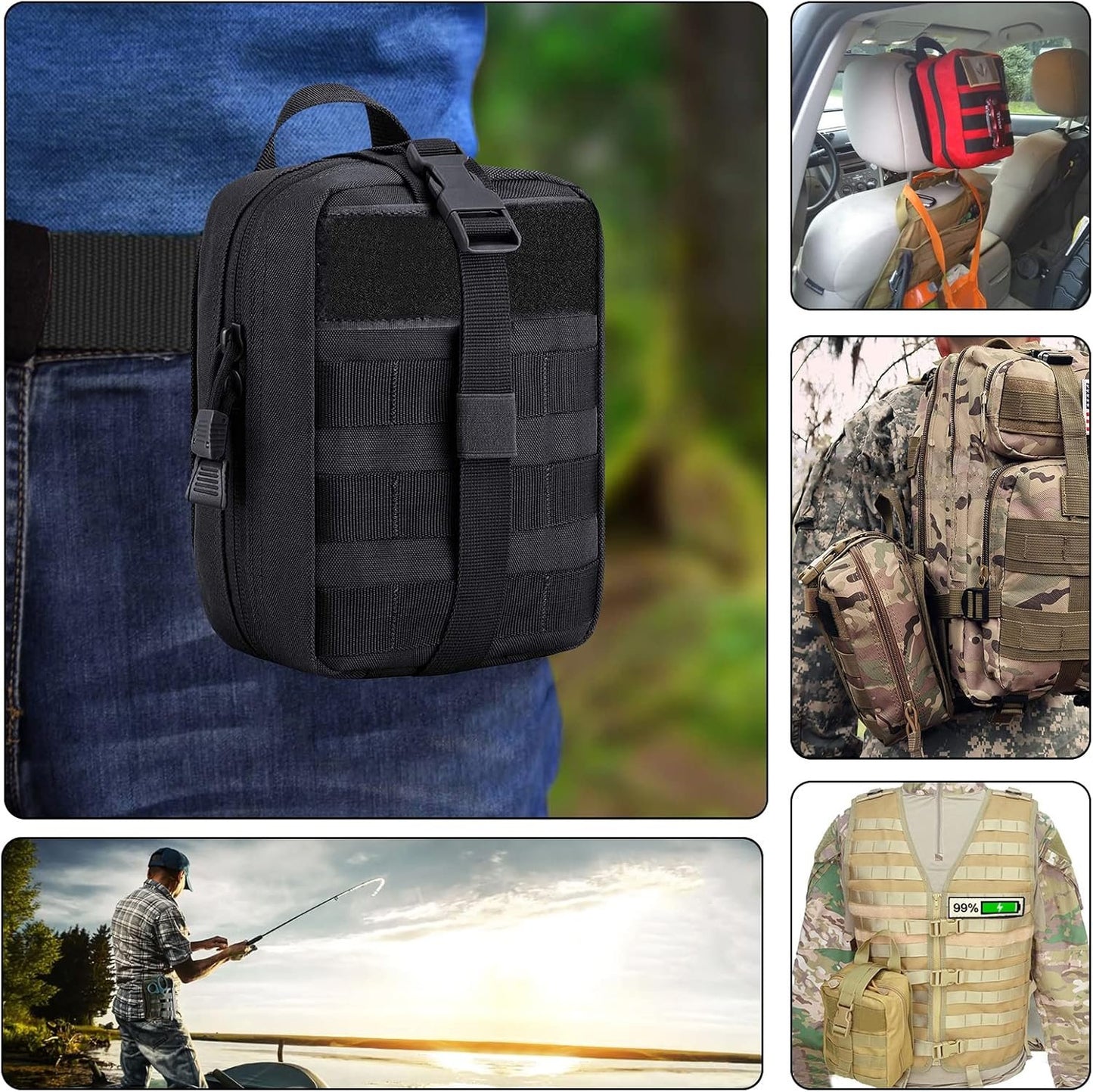 ifak molle First aid Bag EMT Tactical Pouches Rip-Away Medical Pouch Utility Rescue Emergency Trauma Accessories Tools Bag Military Belt Pouch (camo)
