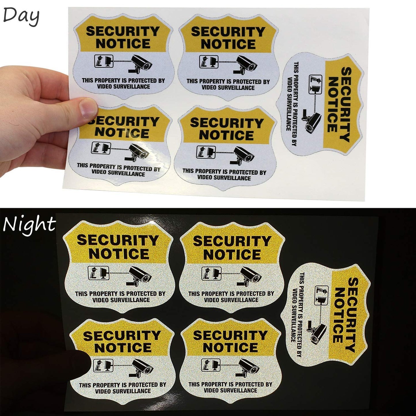 SmartSign “Protected by Video Surveillance” Security Notice Decal Set | Five Pack of 2.75"x3.25" EG Reflective Adhesive Labels, Made in USA
