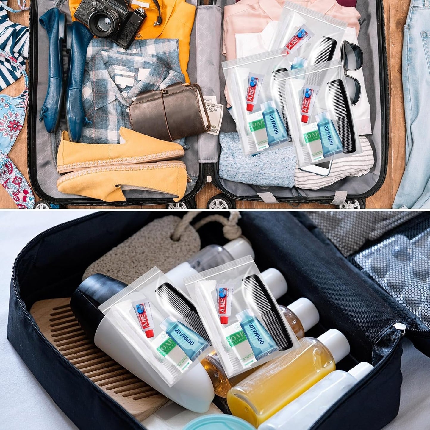 Ziliny 60 Kits Basic Toiletry Kits Homeless Personal Hygiene Kit Bulk Homeless Care Package Supplies Travel Toiletry Kit Homeless Hygiene Kit Bulk for Men Women Charity Reusable Toiletry Bag