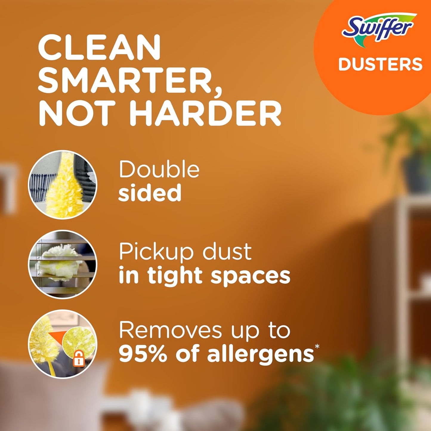 Swiffer Dusters Heavy Duty Extender Handle Starter Kit (1 Handle, 12 Dusters)