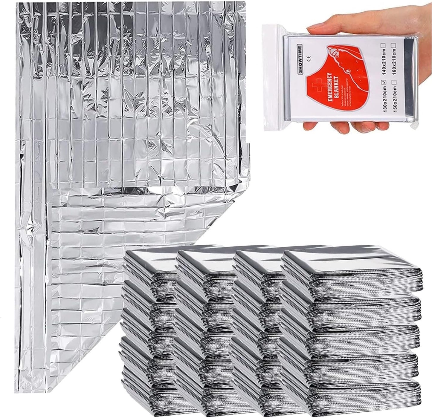 10 Pcs Emergency Blanket, Mylar Thermal Blanket, Use As Life Tent, Survival Shelter, Survival Tarp, 130 * 210cm Aluminum Film Poncho, Reusable Space Shelter, for Camping