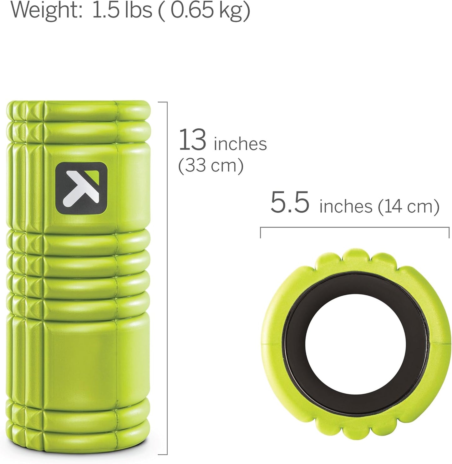 TriggerPoint Grid Foam Roller - Multiple Density Exterior, Rigid Core - Appreciated by Therapists and Athletes - Standard Density, Includes Online Instruction Video, 13"