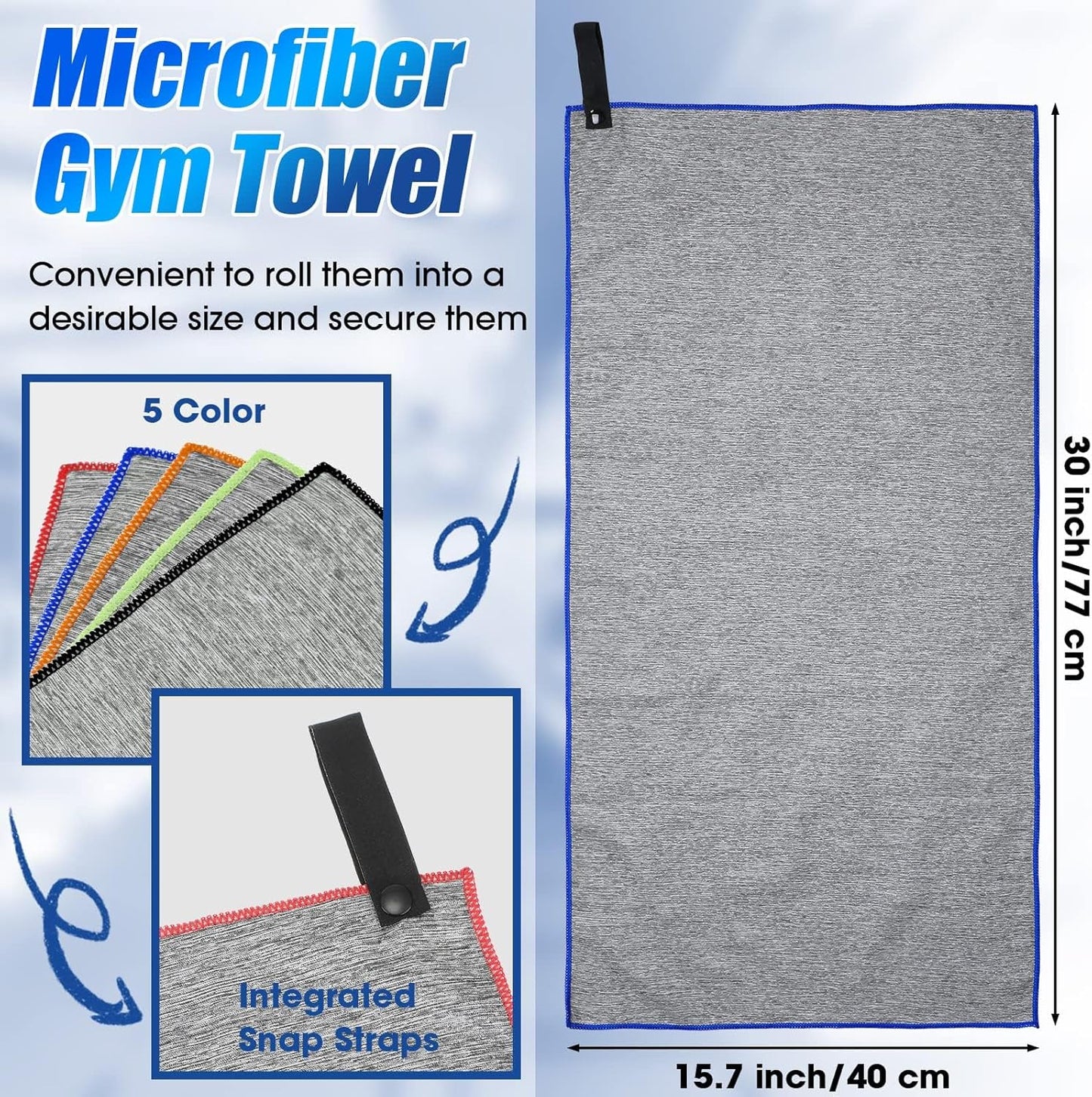 Microfiber Gym Towel Quick Dry Men Women Workout Gear for Body Sweat Sports Exercise Fitness Tennis Running Riding Hiking Camping Yoga Jogging Fishing Working Out Towel