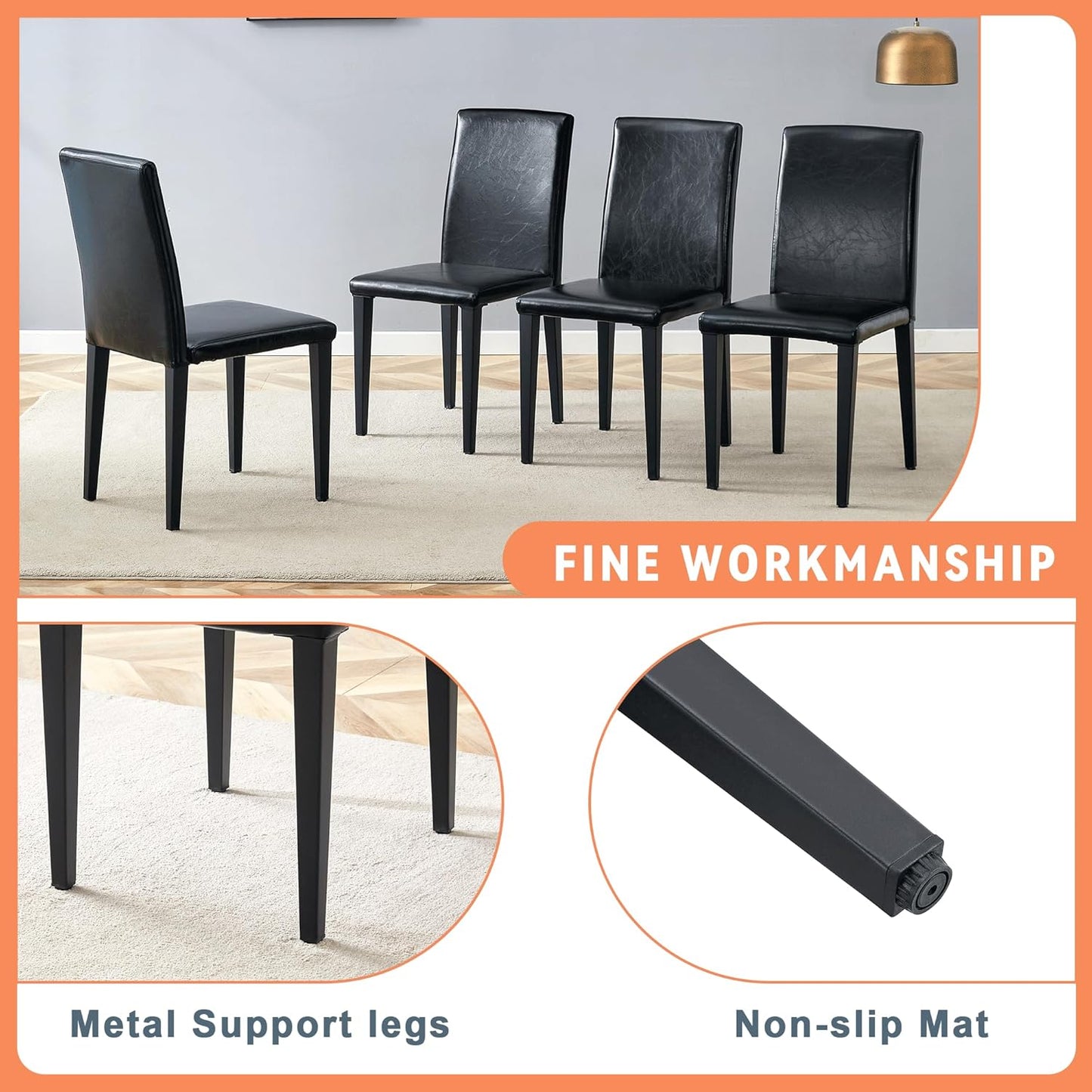 Dinner Table Set for 6, 71" Modern Dining Table Set for 6, Black and White Splicing Tabletop with Storage Shelf, Faux Marble Dining Table and 6 Upholstered Chairs for Kitchen, Dining Room