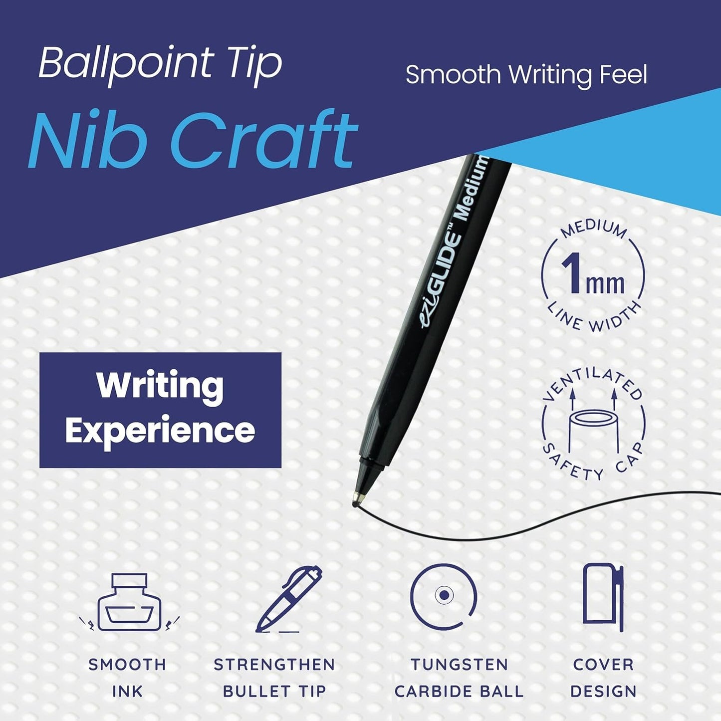 Eziglide Ballpoint Pen Set, 50-Pack Green – Easy Grip & Medium Point (1.0mm) for Ultra-Smooth, Skip-Free Writing & Quick-Dry Ink – Ideal for Office, Work, Exam, School, Home & Stationery Use